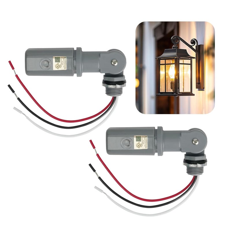 RAWILL 2 Pcs Photocell Sensor for Outdoor Lights, 120-277VAC Wide Voltage,50/60 Hz Dusk to Dawn Photocell Switch, IP54 Waterproof for High Power Loads in Commercial or Industrial - Image 1